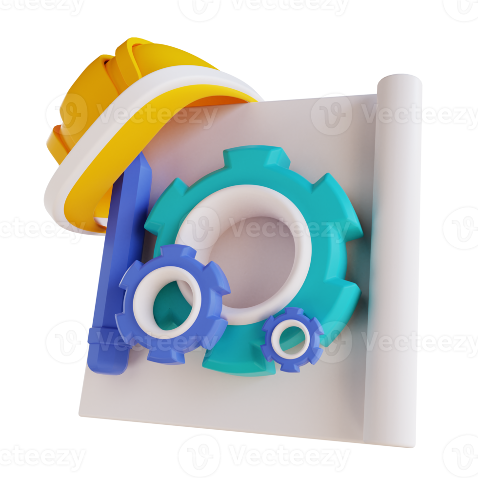 Casque et outils d'ingénierie d'illustration 3d png