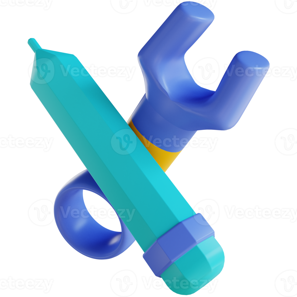 3D illustratie potlood en gereedschap png