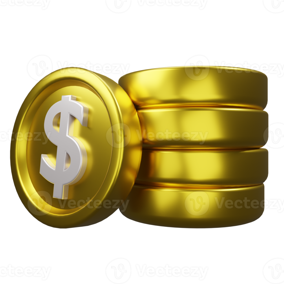 Dollar coin 3D illustration png
