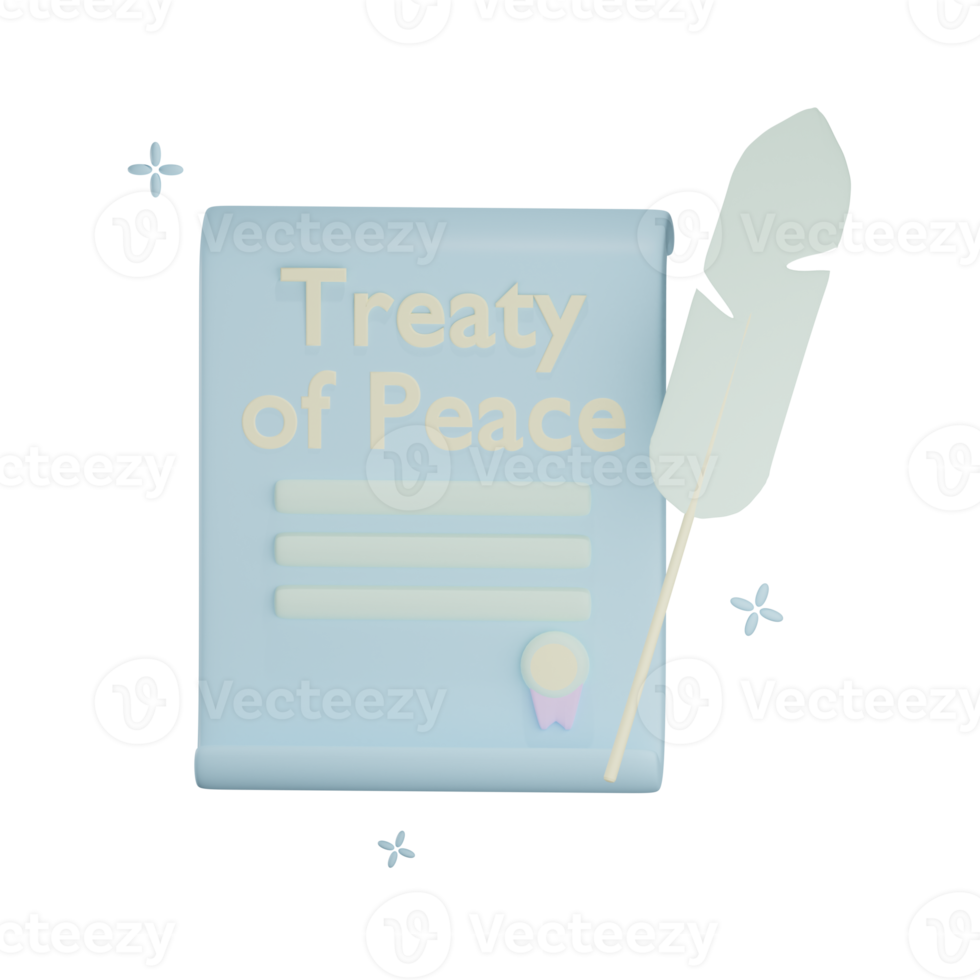 3D treaty of peace illustration with transparent background png