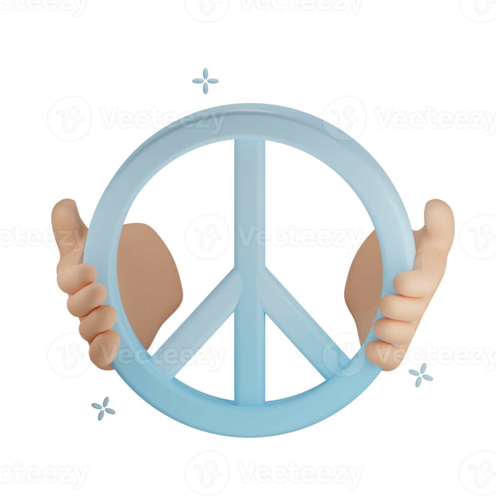 3D holding peace illustration with transparent background png