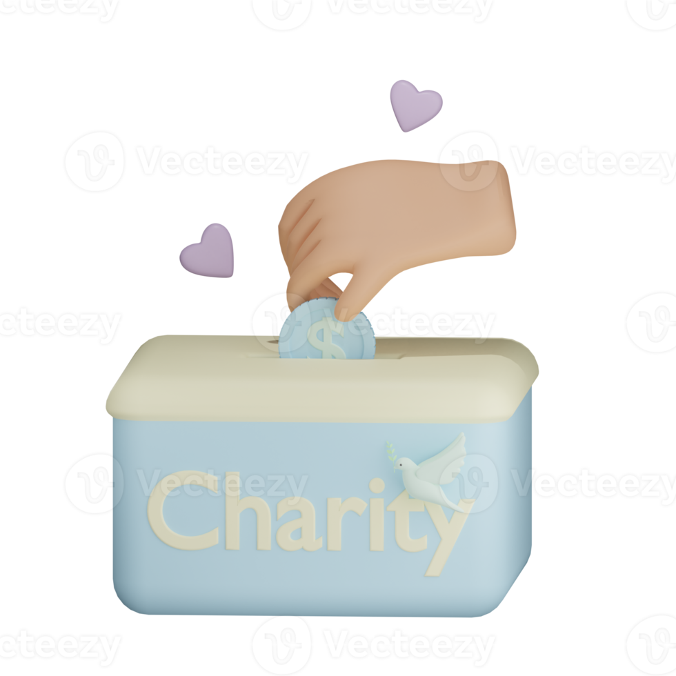 3D peace charity illustration with transparent background png