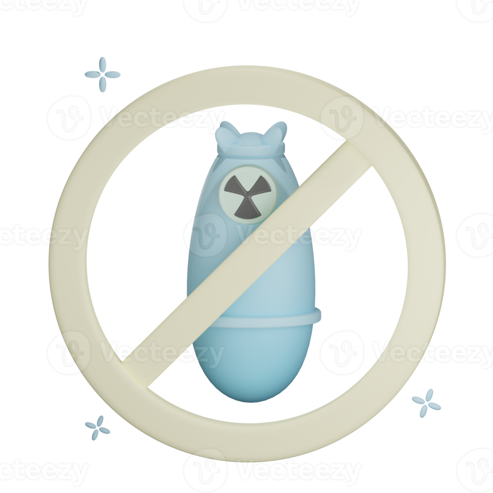 3D stop nuclear bomb illustration with transparent background png