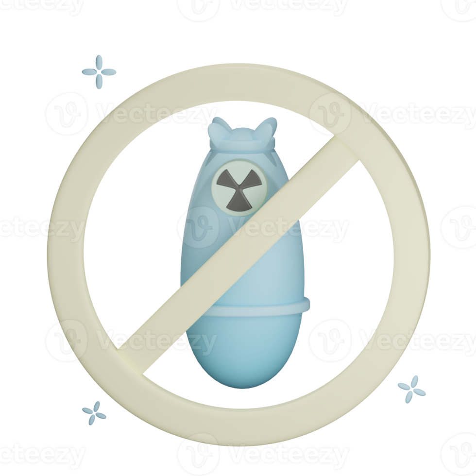 3d stop nucleaire bom illustratie met transparante achtergrond png