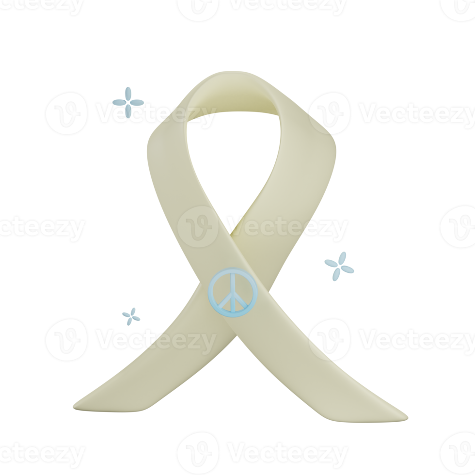 3D peace ribbon illustration with transparent background png