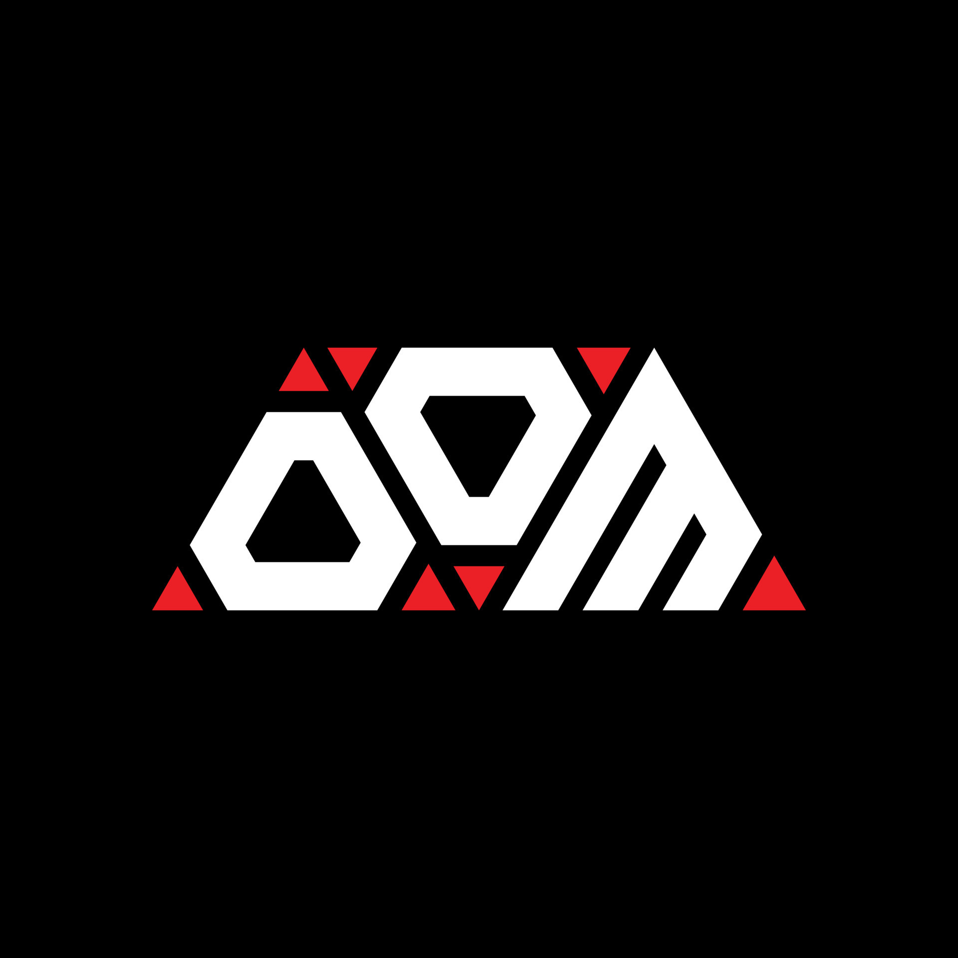 OOM triangle letter logo design with triangle shape. OOM triangle logo