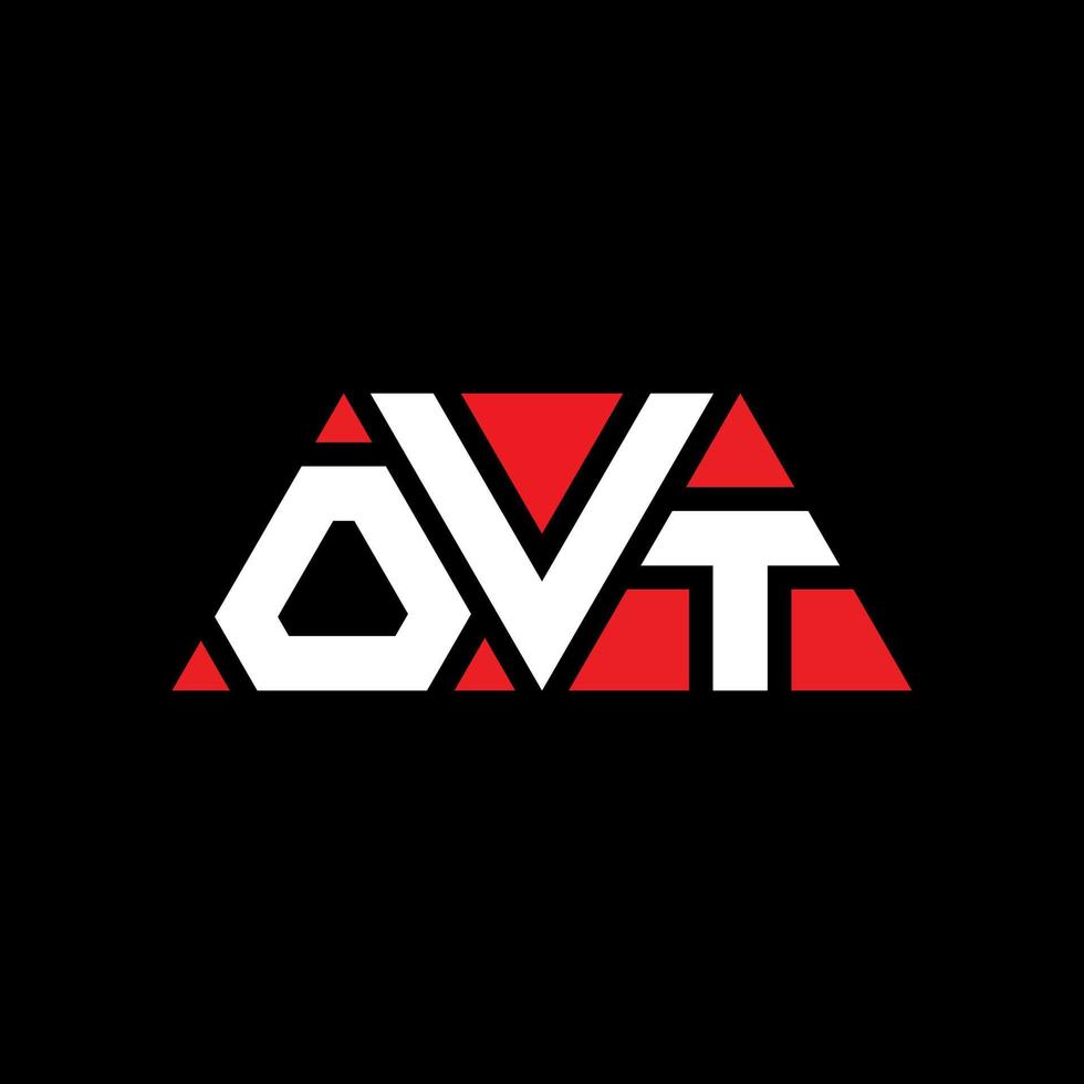 OVT triangle letter logo design with triangle shape. OVT triangle logo design monogram. OVT triangle vector logo template with red color. OVT triangular logo Simple, Elegant, and Luxurious Logo. OVT
