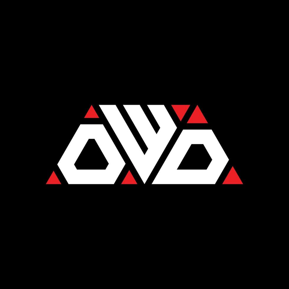 OWD triangle letter logo design with triangle shape. OWD triangle logo design monogram. OWD triangle vector logo template with red color. OWD triangular logo Simple, Elegant, and Luxurious Logo. OWD