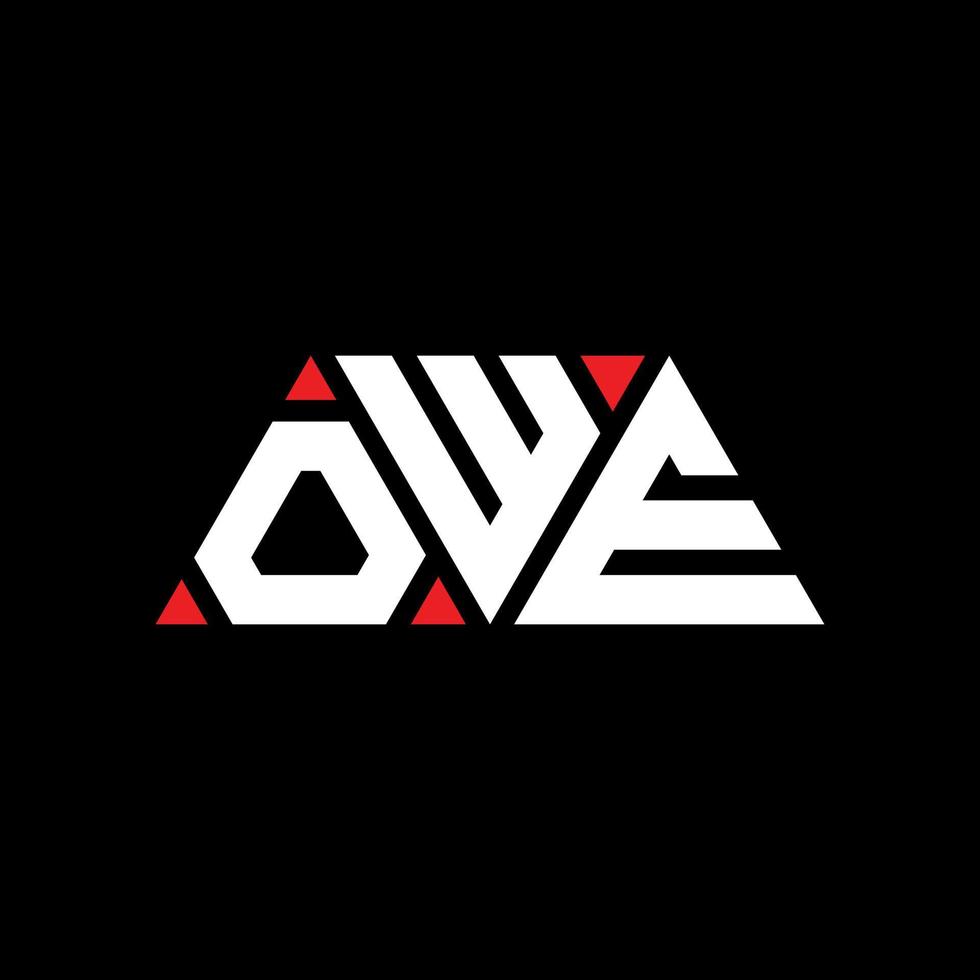 OWE triangle letter logo design with triangle shape. OWE triangle logo design monogram. OWE triangle vector logo template with red color. OWE triangular logo Simple, Elegant, and Luxurious Logo. OWE