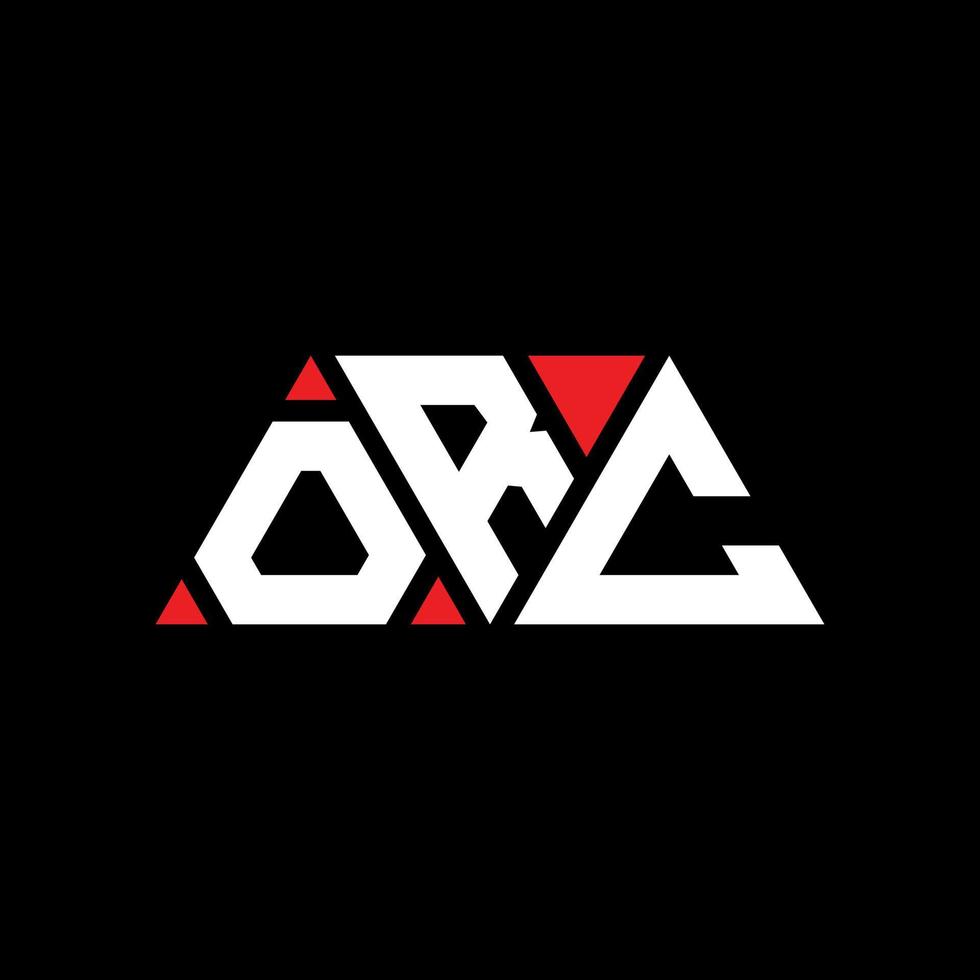 diseño de logotipo de letra de triángulo orco con forma de triángulo. monograma de diseño del logotipo del triángulo orco. plantilla de logotipo de vector de triángulo orco con color rojo. logotipo triangular orco logotipo simple, elegante y lujoso. orco
