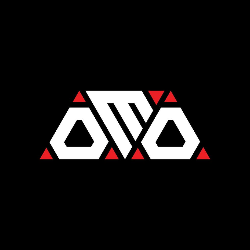 diseño de logotipo de letra omo triángulo con forma de triángulo. monograma de diseño del logotipo del triángulo omo. plantilla de logotipo de vector de triángulo omo con color rojo. logotipo triangular omo logotipo simple, elegante y lujoso. omo