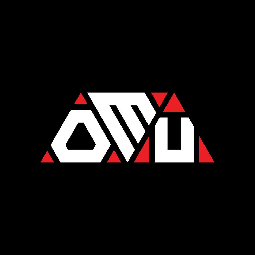 OMU triangle letter logo design with triangle shape. OMU triangle logo design monogram. OMU triangle vector logo template with red color. OMU triangular logo Simple, Elegant, and Luxurious Logo. OMU
