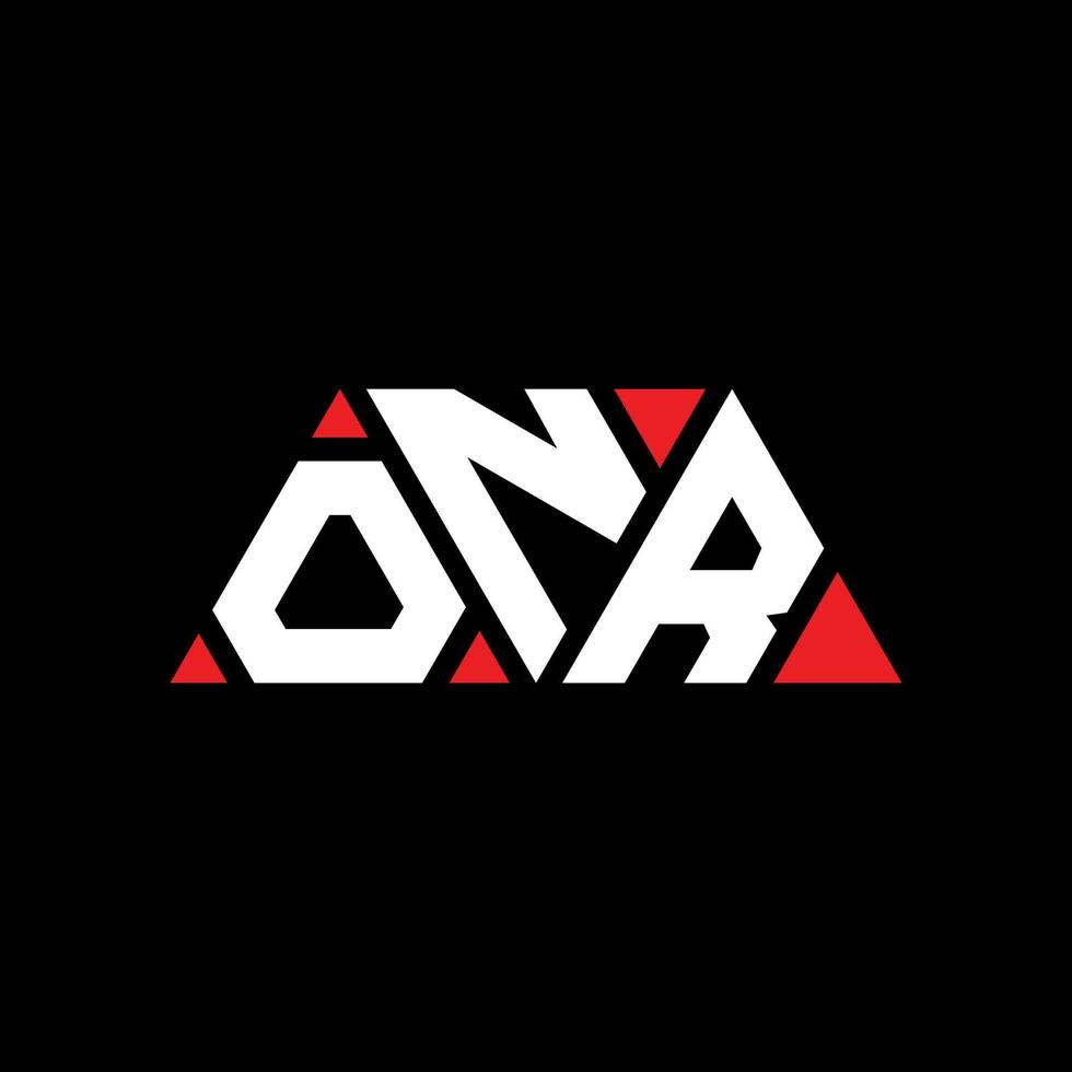 ONR triangle letter logo design with triangle shape. ONR triangle logo design monogram. ONR triangle vector logo template with red color. ONR triangular logo Simple, Elegant, and Luxurious Logo. ONR