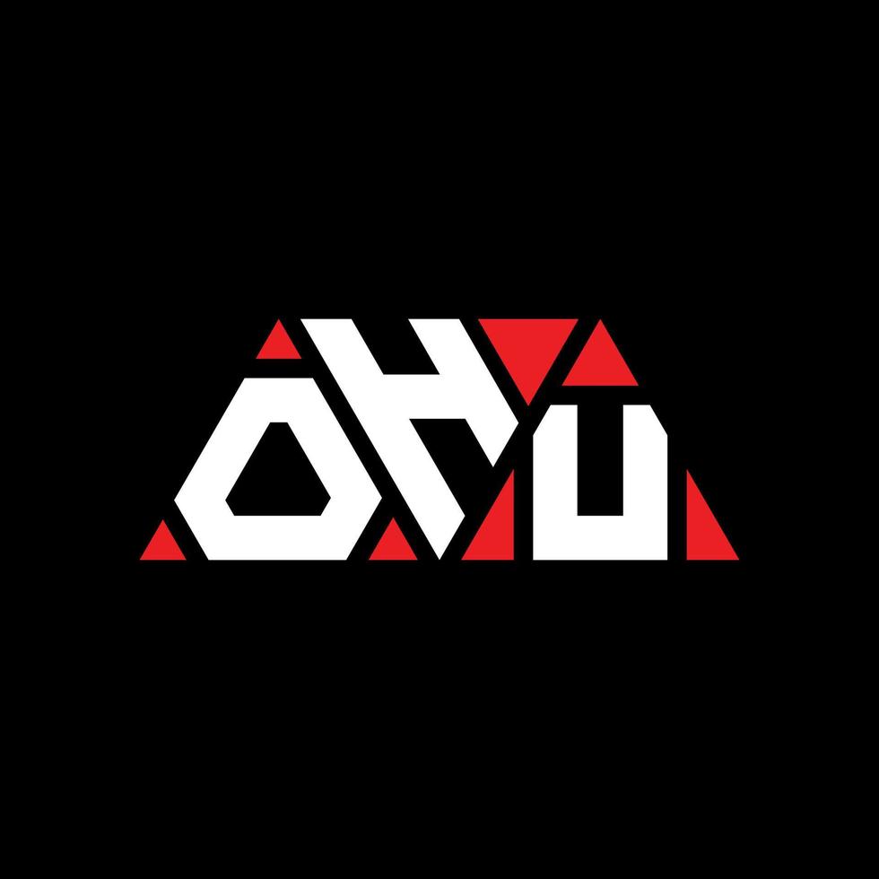 OHU triangle letter logo design with triangle shape. OHU triangle logo design monogram. OHU triangle vector logo template with red color. OHU triangular logo Simple, Elegant, and Luxurious Logo. OHU