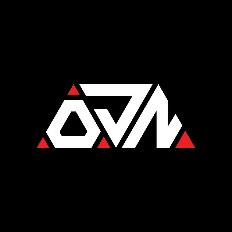OJN triangle letter logo design with triangle shape. OJN triangle logo design monogram. OJN triangle vector logo template with red color. OJN triangular logo Simple, Elegant, and Luxurious Logo. OJN