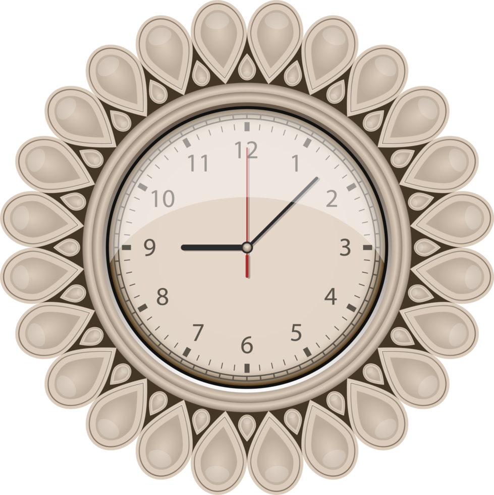 Vintage wall clock clipart design illustration png