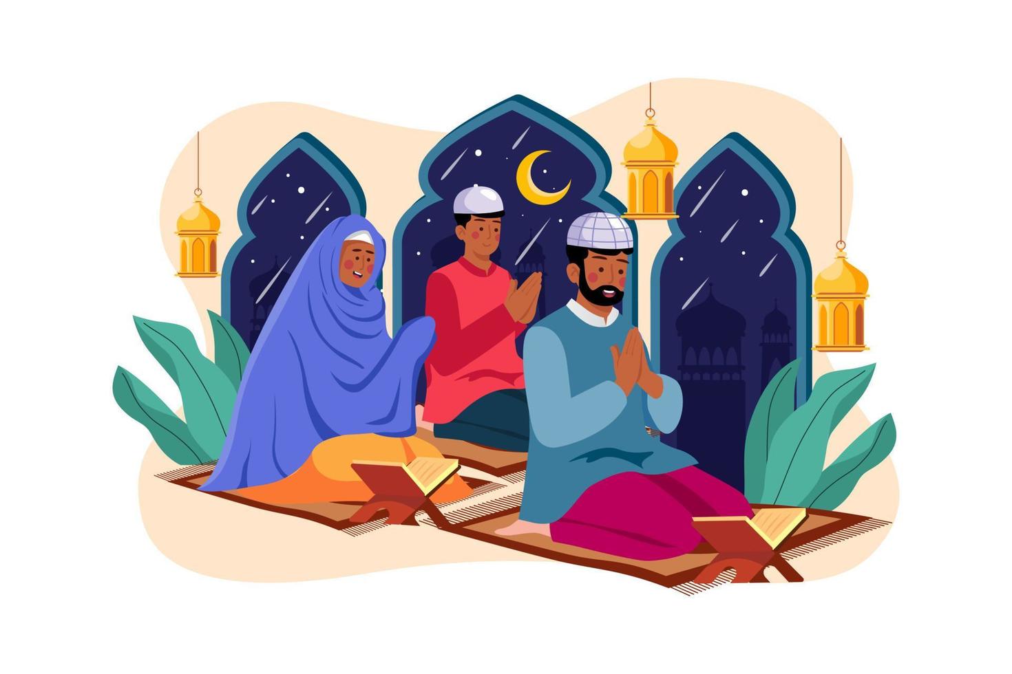 concepto de ilustración de eid al-adha. ilustración plana aislada sobre fondo blanco vector