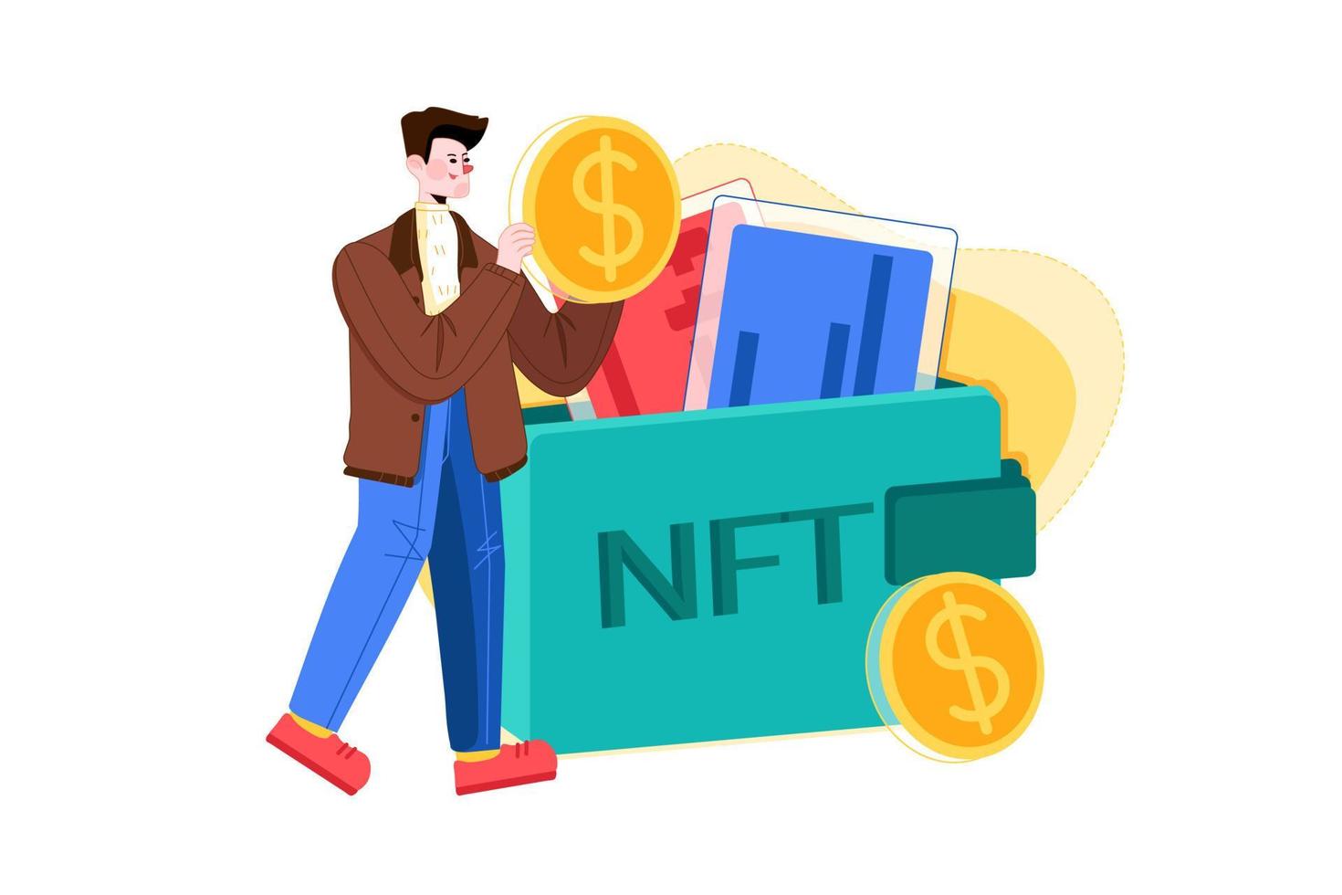 NFT wallet Illustration concept on white background vector