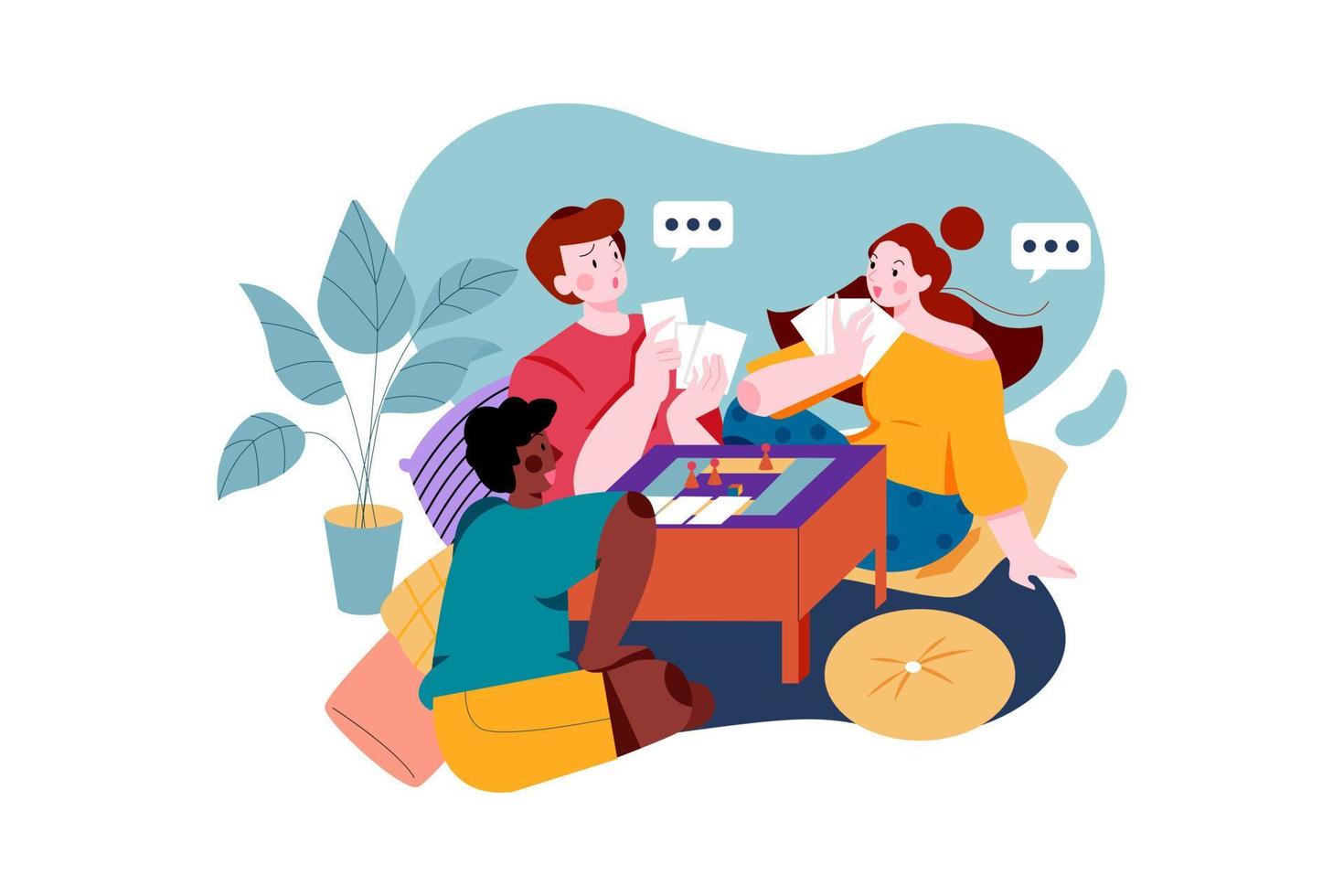 Family playing board game together vector