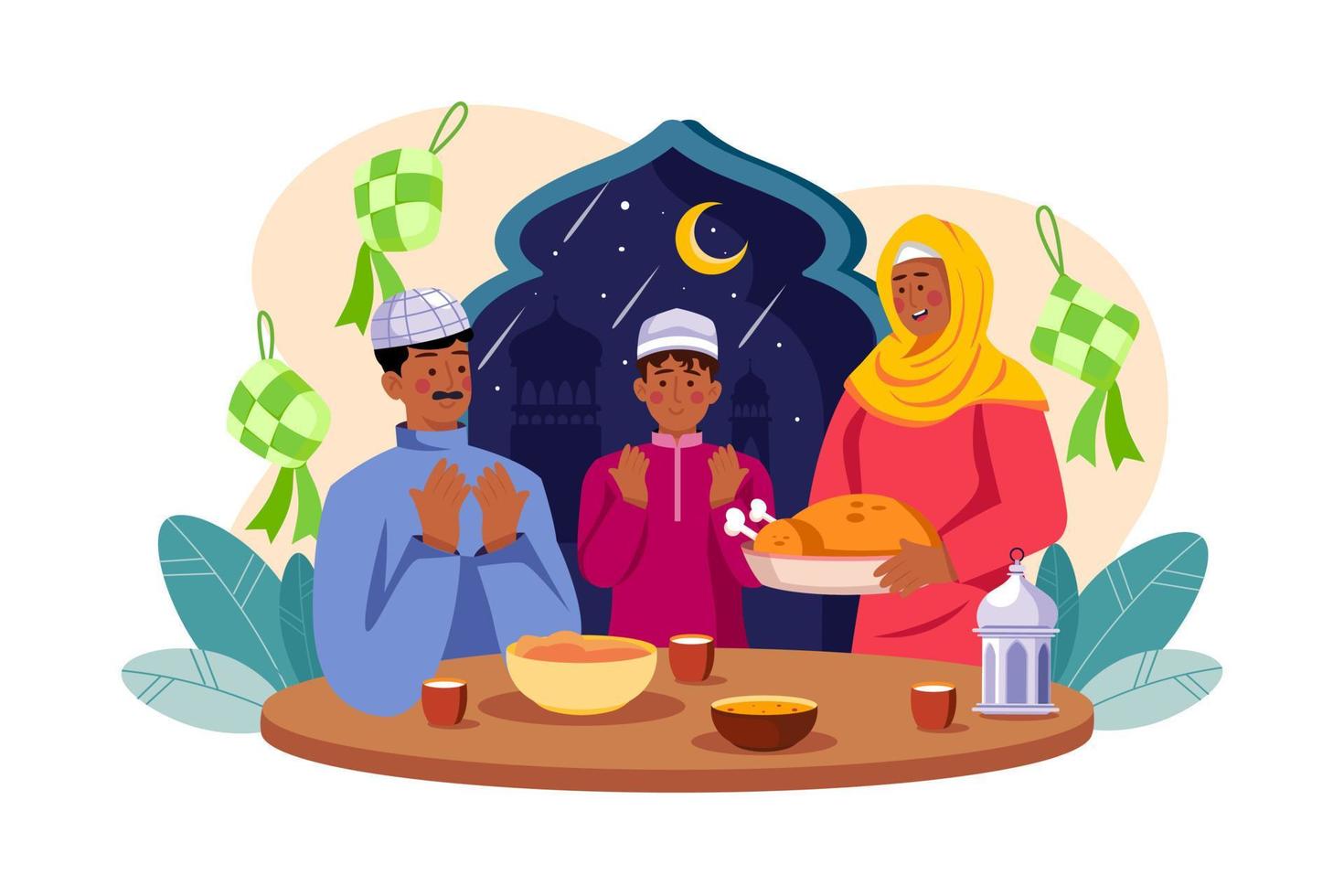 Eid Al-adha Illustration concept. Flat illustration isolated on white background vector
