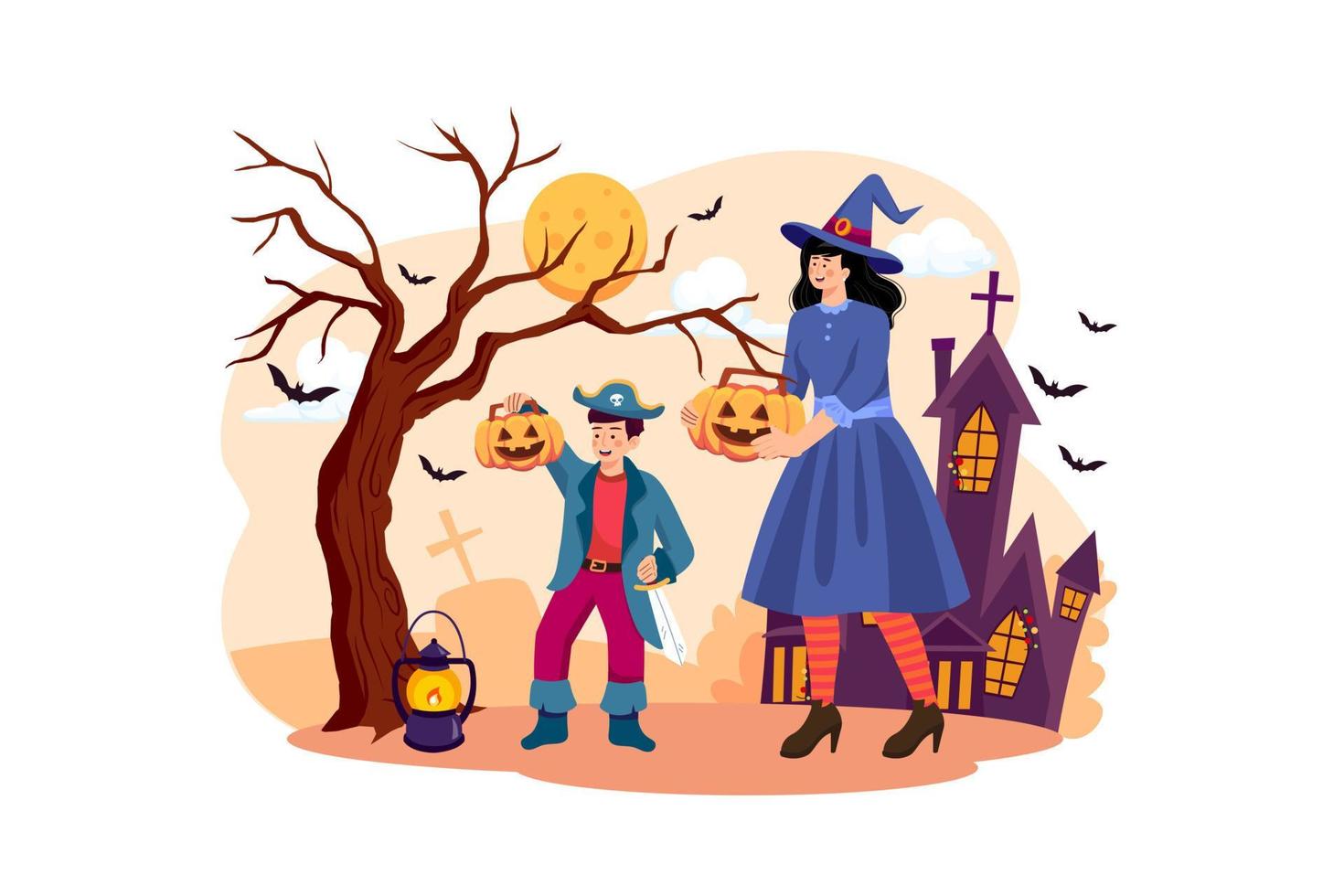 Dress up and decorate your house with pumpkins vector