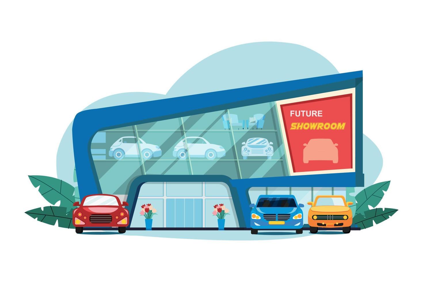 Car showroom view vector