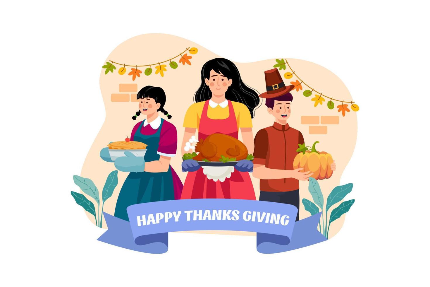 Happy Thanksgiving Day concept vector