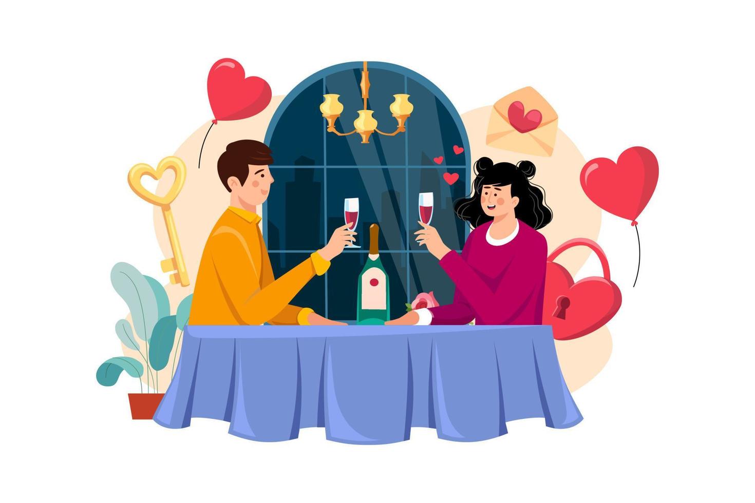Couple dating at a restaurant vector