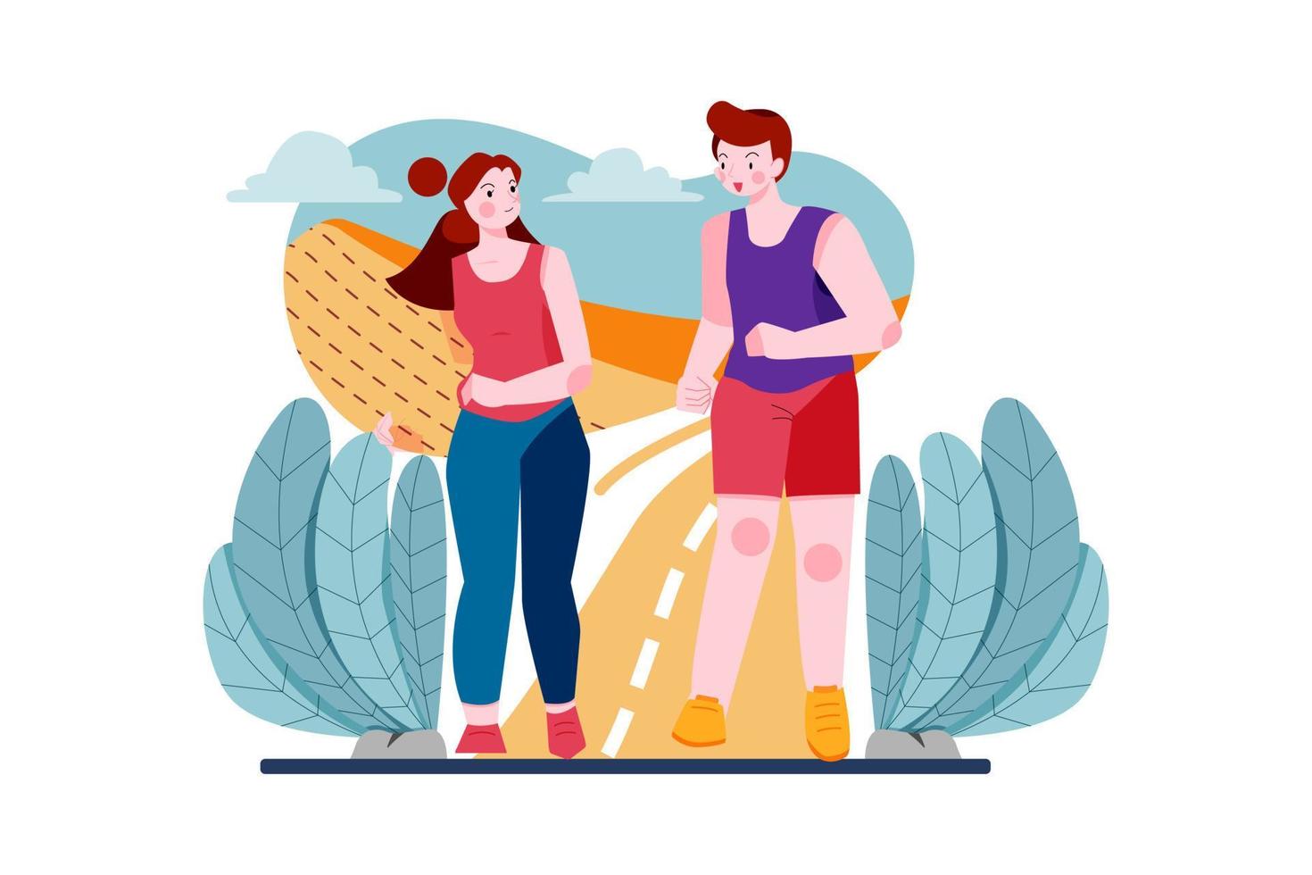 Couple doing jogging together vector