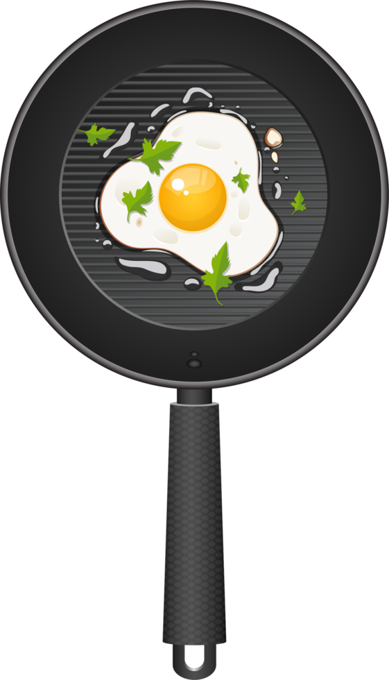 Fried egg in pan clipart design illustration png