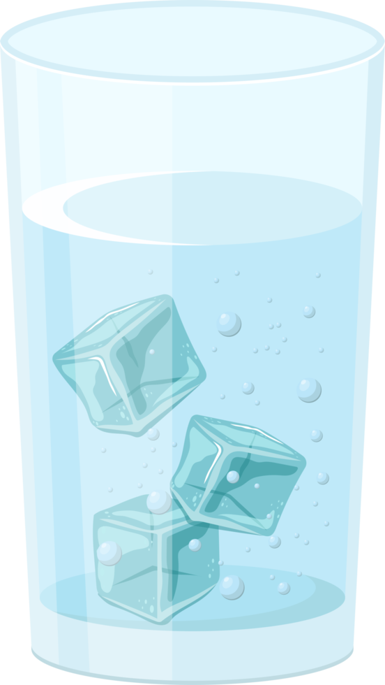 verre d'eau avec des glaçons clipart png