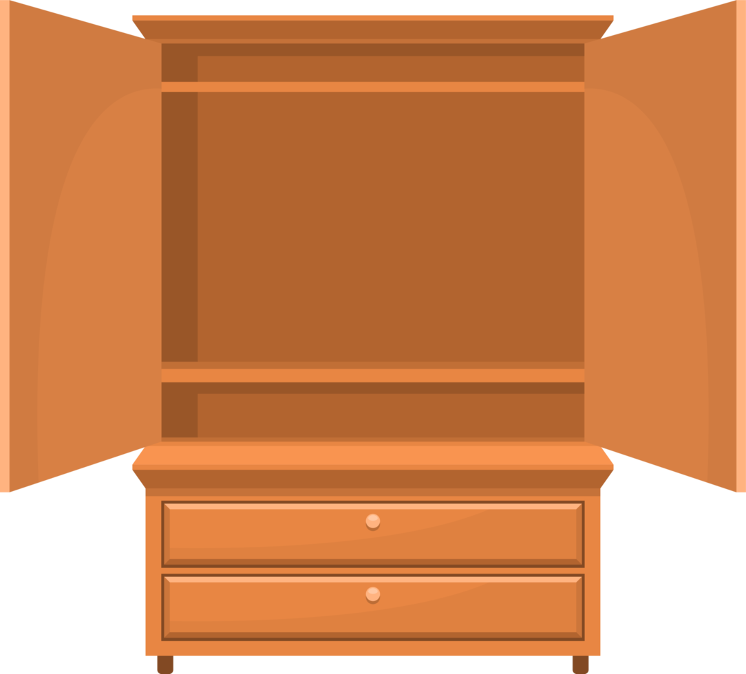 Retro wooden bedroom furniture clipart design illustration png