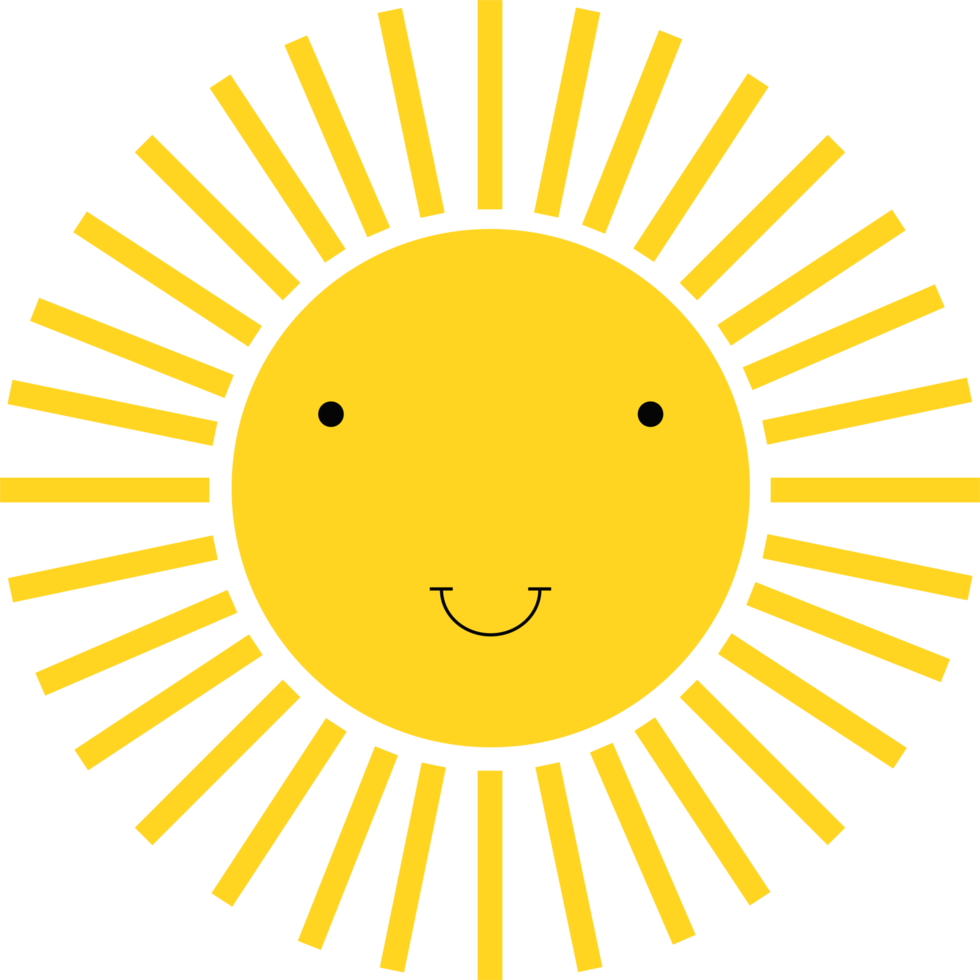 Smiling sun cartoon clipart design illustration png