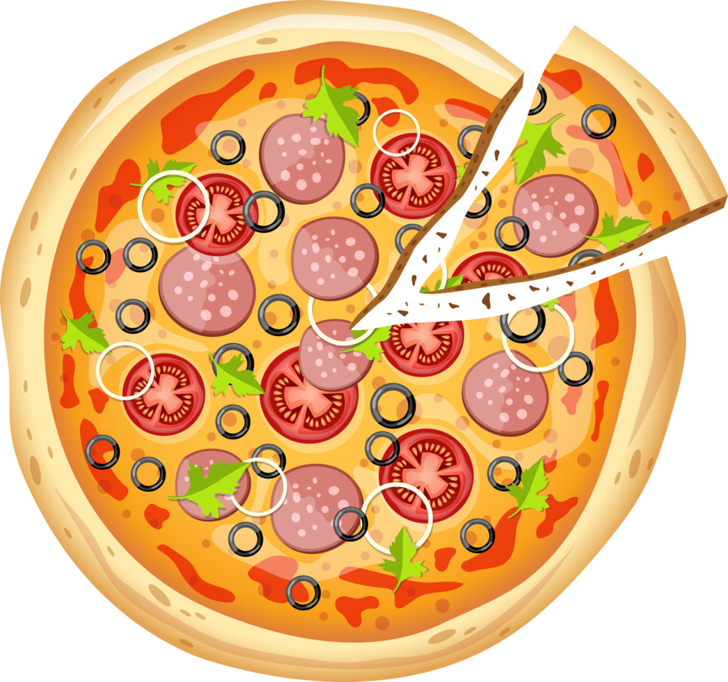 pizza fresca e ilustração de design de clipart de caixa de pizza png