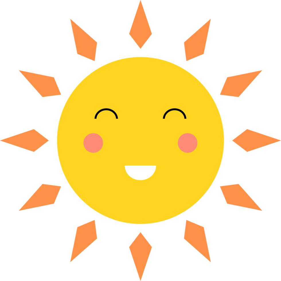 Smiling sun cartoon clipart design illustration png