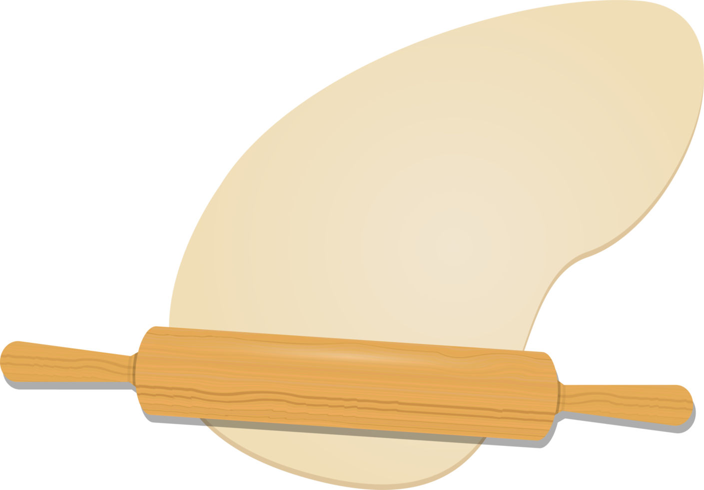 Wooden rolling pin on the dough clipart design illustration png