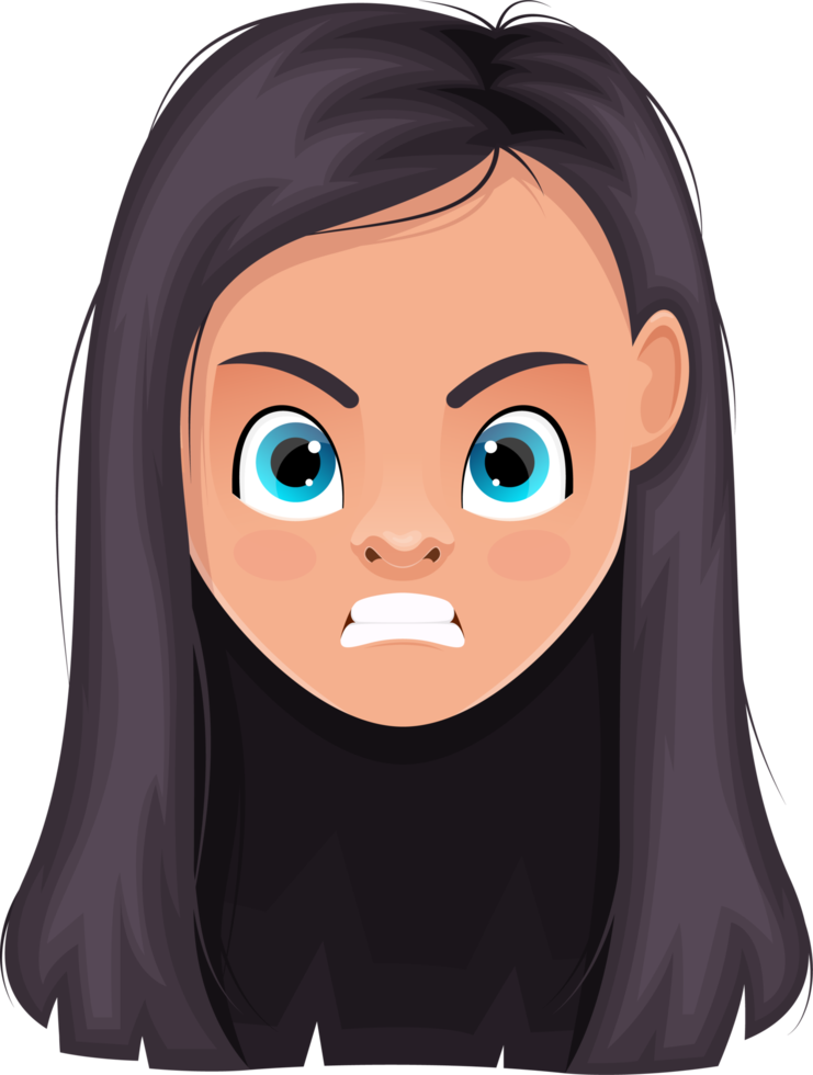 Little girl face expression clipart design illustration png