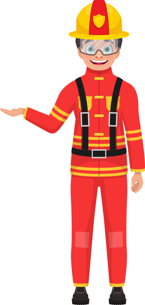 Boy firefighter clipart design illustration png