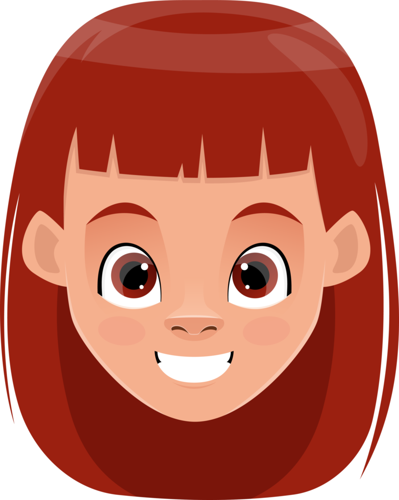 Little girl face expression clipart design illustration png