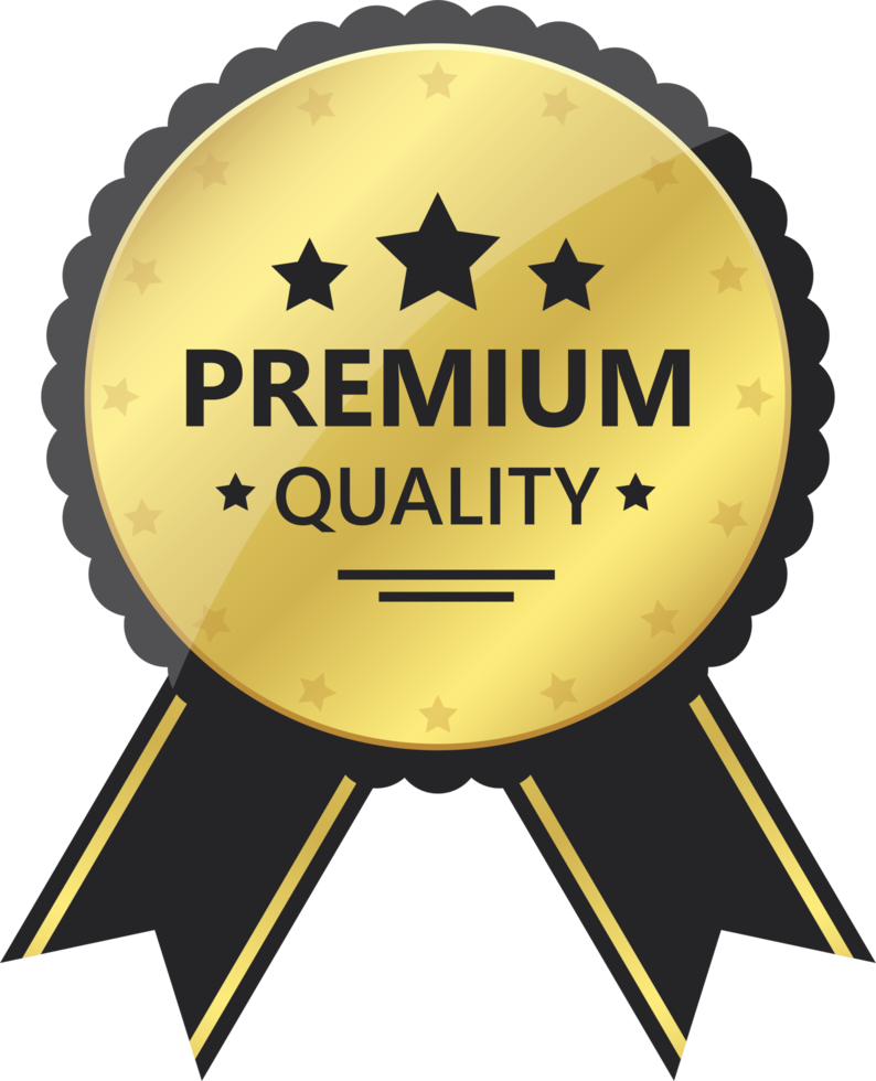 ilustração de design de clipart de emblema dourado de qualidade premium png