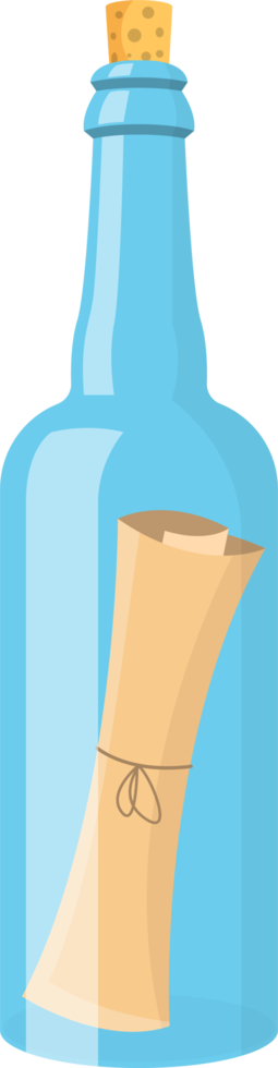 Scroll message in bottle clipart design illustration png