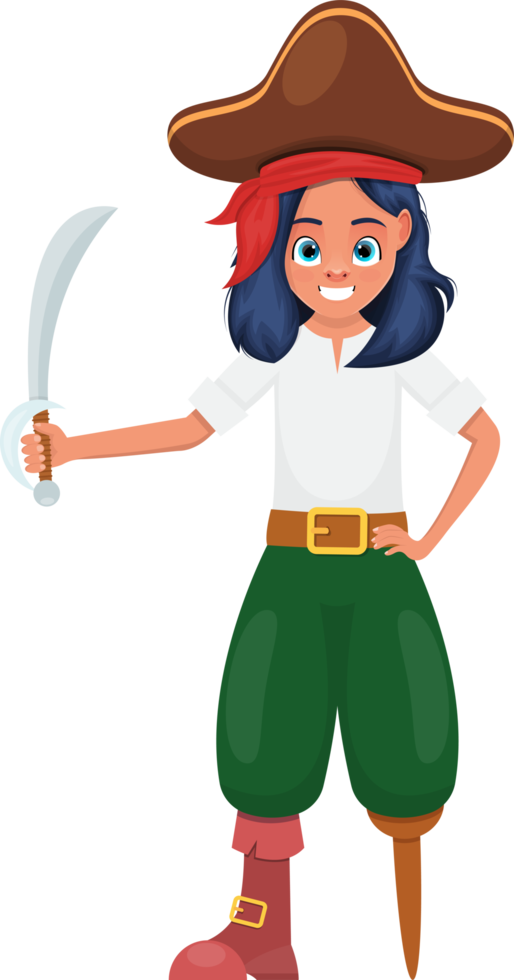 pirata niña clipart diseño ilustración png