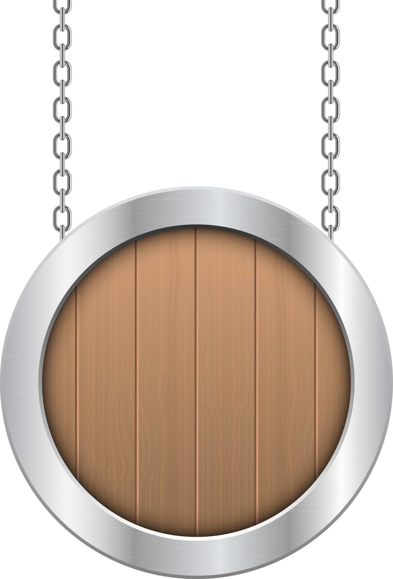 Wooden hanging board with metallic frame clipart design illustration