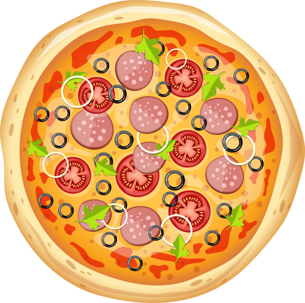 Fresh pizza and pizza box clipart design illustration png