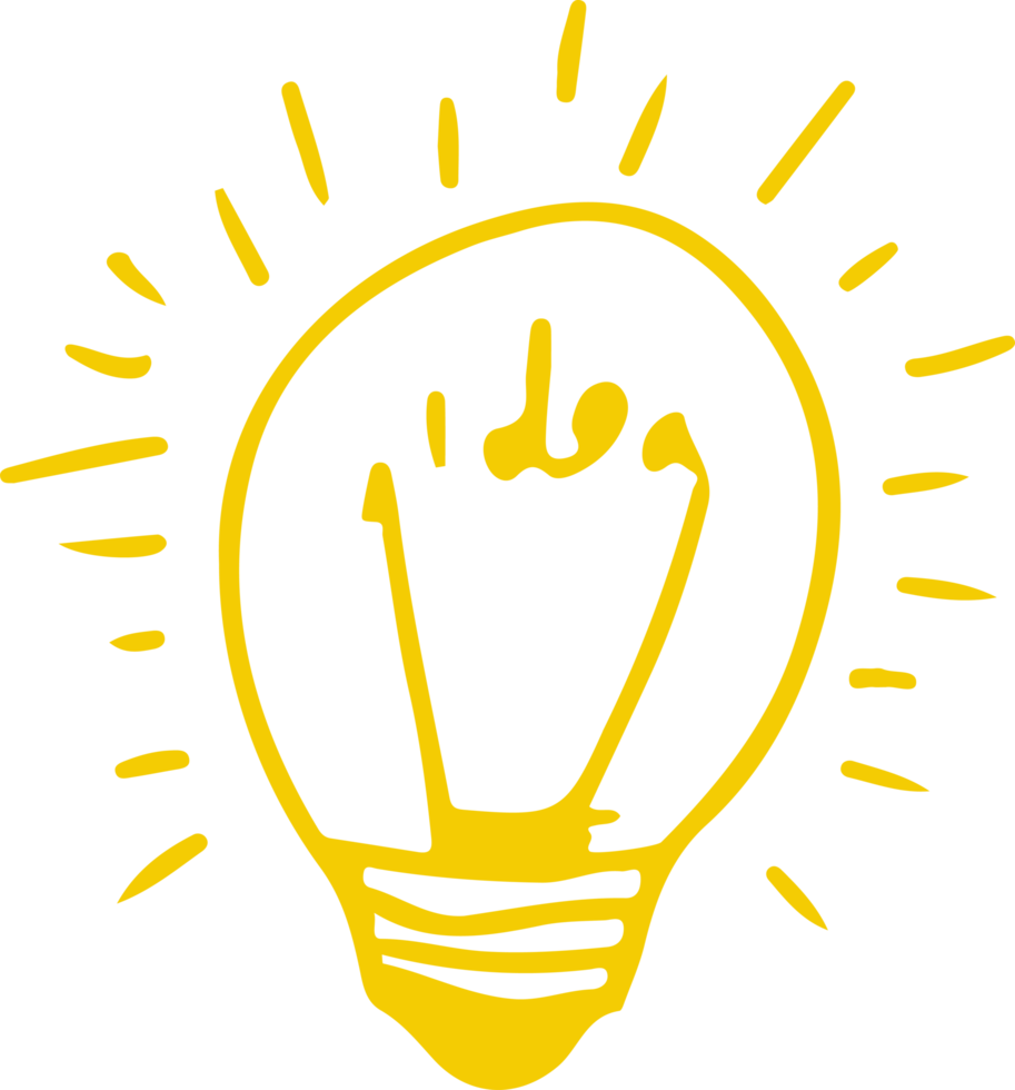 conception de symbole de signe d'icône d'ampoule dessinée à la main png
