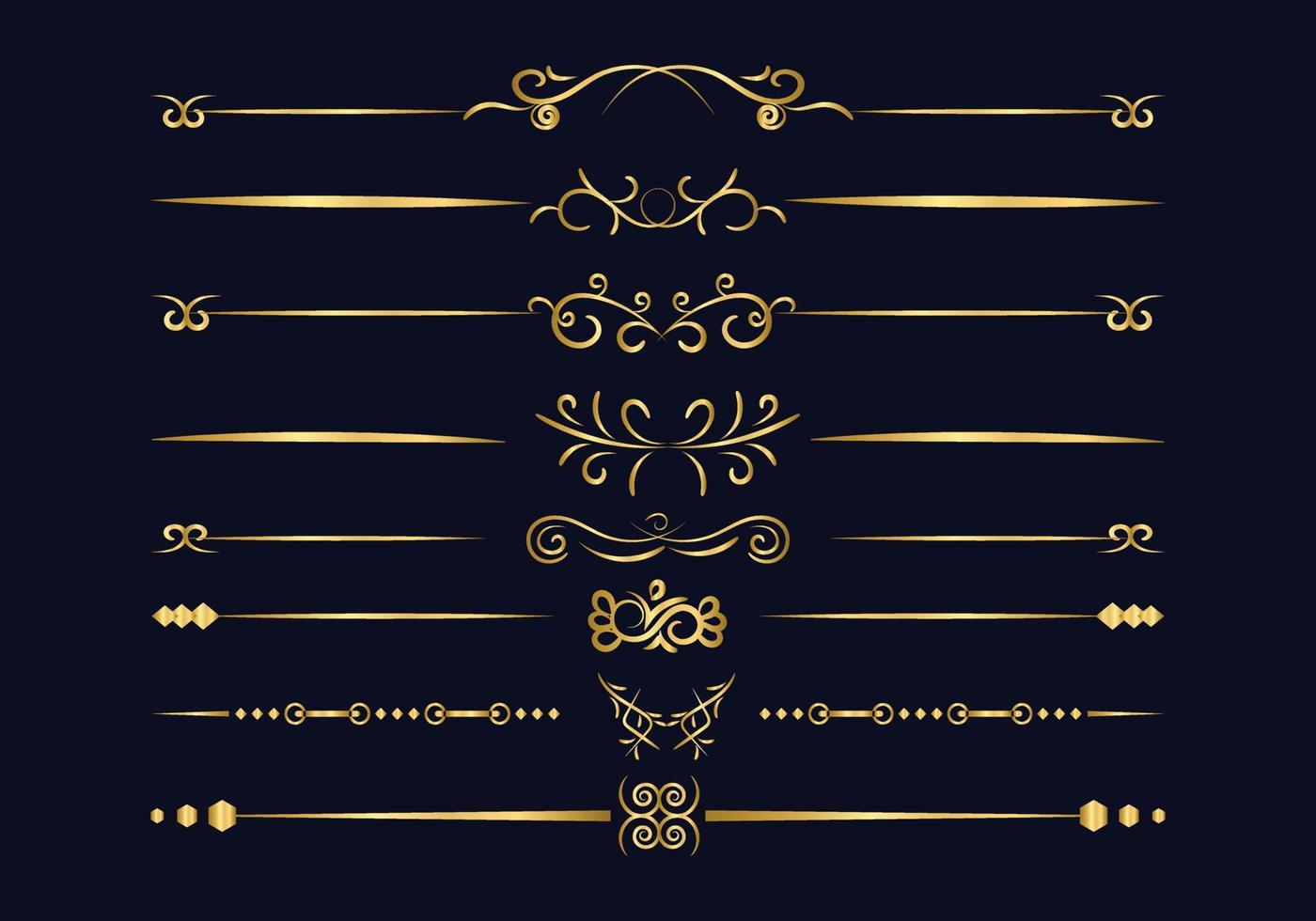 Luxury golden and retro dividers set. Calligraphic design elements vector. vector