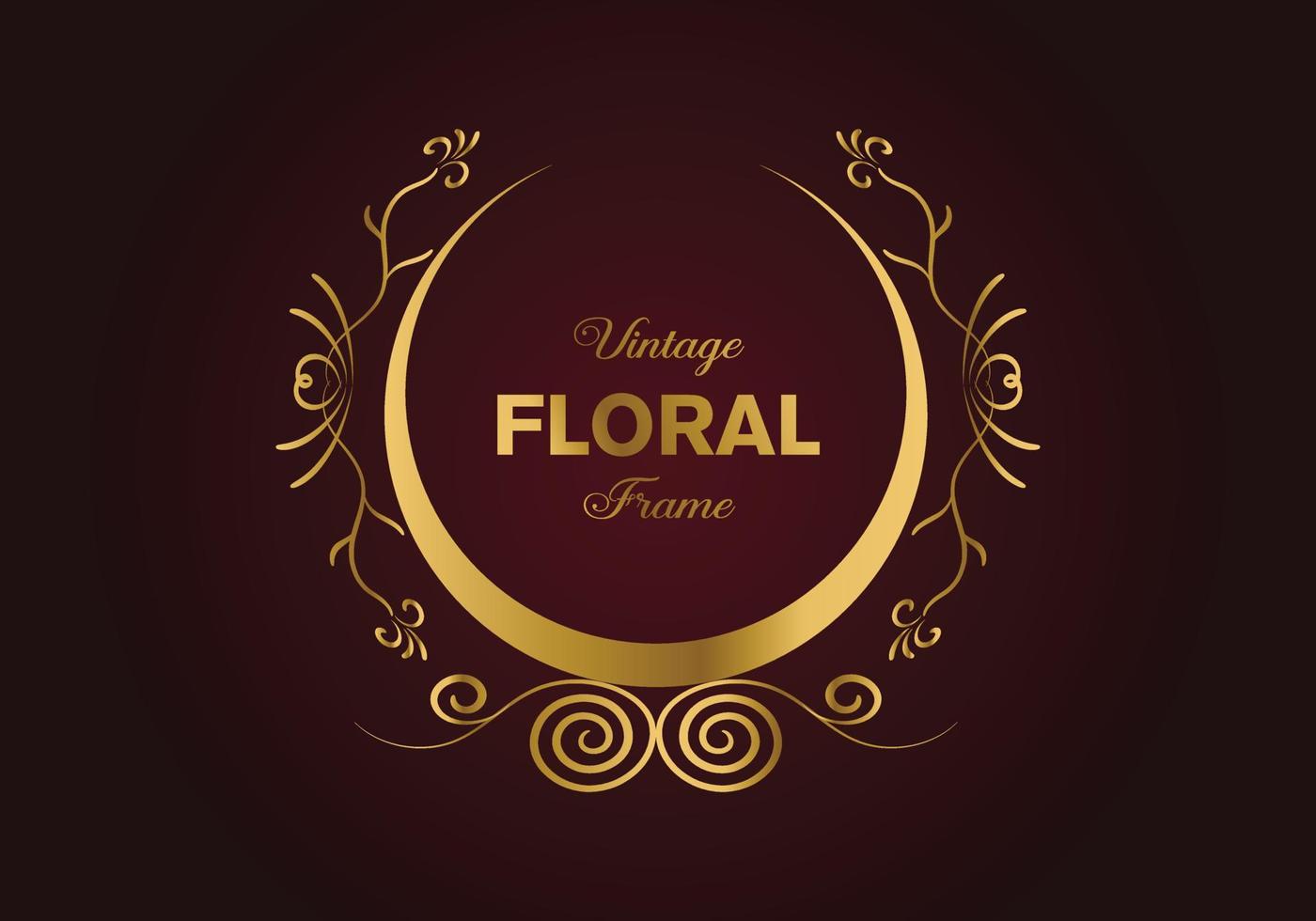 hermoso diseño de marco elegante floral dorado circular. ilustración libre. vector