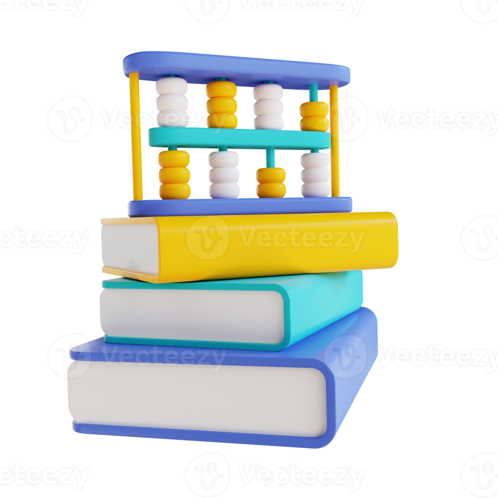 3D illustration book and abacus png