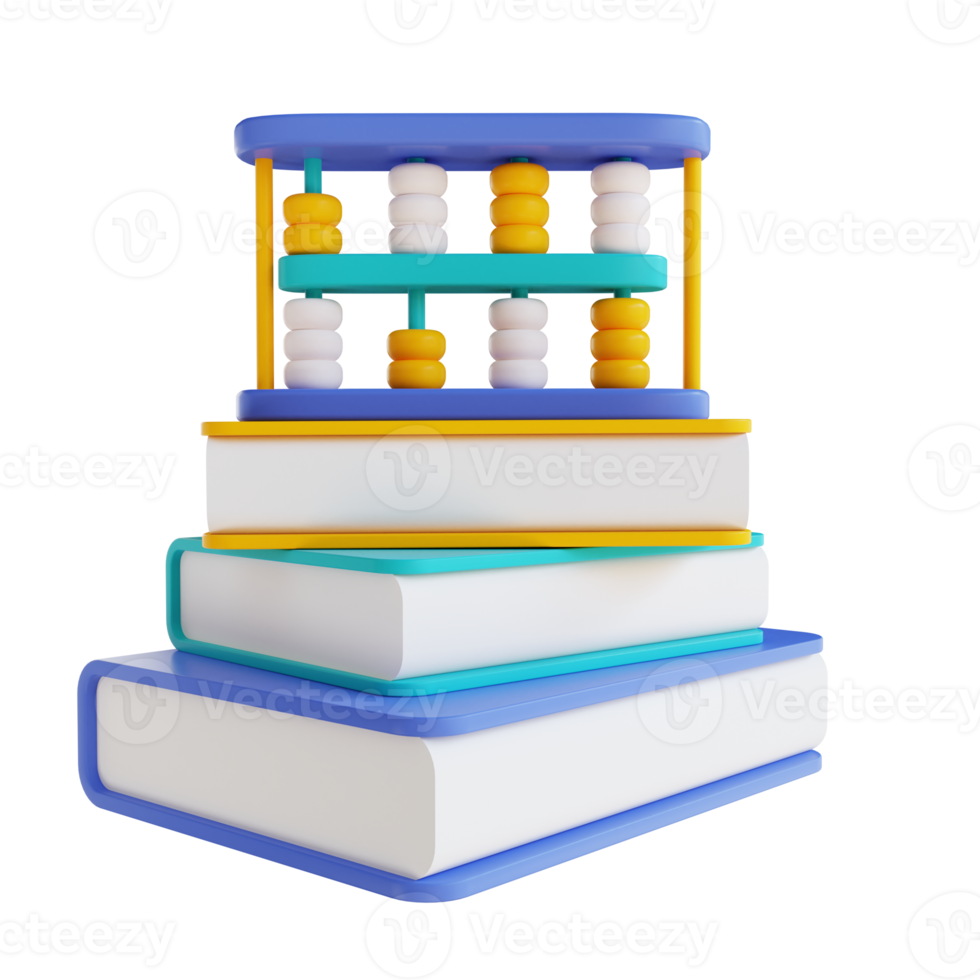 3D illustration book and abacus png