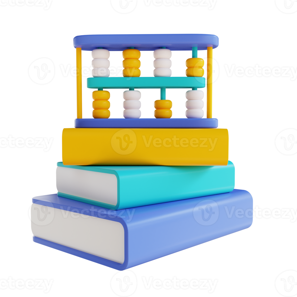 3D illustration book and abacus png